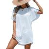 imageCUPSHE Women Swimsuit Cover Up Cutout Short Dolman Sleeve Beach Swimwear for Vacation 2025White