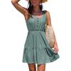 imageCUPSHE Women Swimsuit Cover Ups Sleeveless Button Front Semi Sheer Beach Coverup DressEucalyptus Green