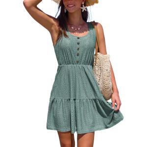 imageCUPSHE Women Swimsuit Cover Ups Sleeveless Button Front Semi Sheer Beach Coverup DressEucalyptus Green