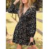 imageCUPSHE Womens Fall Dresses Wild Abstract Plunging V Neck Long Sleeve Elastic Waist Casual Mini DressBlack