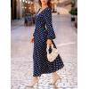 imageCUPSHE Womens Fall Long Lantern Sleeve Maxi Dress V Neck High Smocked Waist Flowy A Line Long DressesBlue