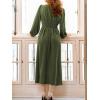 imageCUPSHE Womens Fall Long Lantern Sleeve Maxi Dress V Neck High Smocked Waist Flowy A Line Long DressesGreen