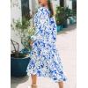 imageCUPSHE Womens Floral Print Maxi Dress Long Sleeve Smocked Waist Scoop Neck Flowy Fall Elegant Boho DressBlue