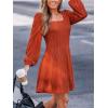imageCUPSHE Womens Knit Fall Mini Dress Long Sleeves Square Neck Ruffle A Line DressesOrange
