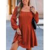 imageCUPSHE Womens Knit Fall Mini Dress Long Sleeves Square Neck Ruffle A Line DressesOrange