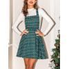 imageCUPSHE Womens Overall Dress Square Neck Plaid Sleeveless Casual Short A Line Cute Fall Mini Pinafore DressesGreen