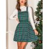 imageCUPSHE Womens Overall Dress Square Neck Plaid Sleeveless Casual Short A Line Cute Fall Mini Pinafore DressesGreen