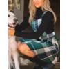 imageCUPSHE Womens Overall Dress Square Neck Plaid Sleeveless Casual Short A Line Cute Fall Mini Pinafore DressesGreen Plaid