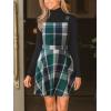 imageCUPSHE Womens Overall Dress Square Neck Plaid Sleeveless Casual Short A Line Cute Fall Mini Pinafore DressesGreen Plaid