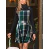 imageCUPSHE Womens Overall Dress Square Neck Plaid Sleeveless Casual Short A Line Cute Fall Mini Pinafore DressesGreen Plaid