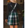 imageCUPSHE Womens Overall Dress Square Neck Plaid Sleeveless Casual Short A Line Cute Fall Mini Pinafore DressesGreen Plaid