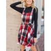 imageCUPSHE Womens Overall Dress Square Neck Plaid Sleeveless Casual Short A Line Cute Fall Mini Pinafore DressesRed Plaid