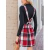 imageCUPSHE Womens Overall Dress Square Neck Plaid Sleeveless Casual Short A Line Cute Fall Mini Pinafore DressesRed Plaid