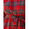 imageCUPSHE Womens Winter Christmas Dress High Neck Plaid Tie Back Long Sleeve Belted Ruffled Hem Mini DressesRed