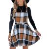 imageCUPSHE Womens Overall Dress Square Neck Plaid Sleeveless Casual Short A Line Cute Fall Mini Pinafore DressesKhaki Plaid