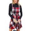 imageCUPSHE Womens Overall Dress Square Neck Plaid Sleeveless Casual Short A Line Cute Fall Mini Pinafore DressesRed Plaid