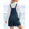 imageCUPSHE Casual Cotton Loose Rompers Fit Summer Pockets Sleeveless Wide Strap Square Neck OutfitNavy Blue