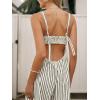 imageCUPSHE Maxi Jumpsuit for Women Striped Sleeveless Smocked Cutout Back Wide Leg Summer Casual Overall RomperBlack Striped