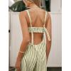 imageCUPSHE Maxi Jumpsuit for Women Striped Sleeveless Smocked Cutout Back Wide Leg Summer Casual Overall RomperGreen Striped