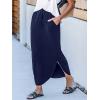 imageCUPSHE Midi Skirts for Women Elastic Waist Drawstring Long Flowy Skirt Casual Side Slits Skirts with Pockets Vacation OutfitsNavy Blue