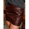 imageCUPSHE Skirts Womens Faux Leather Mini Skirt Asymmetrical Hem Bodycon Skort High Waist Above Knee Clubwear Party OutfitsBurgundy