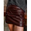 imageCUPSHE Skirts Womens Faux Leather Mini Skirt Asymmetrical Hem Bodycon Skort High Waist Above Knee Clubwear Party OutfitsBurgundy