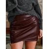 imageCUPSHE Skirts Womens Faux Leather Mini Skirt Asymmetrical Hem Bodycon Skort High Waist Above Knee Clubwear Party OutfitsBurgundy