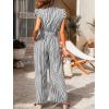 imageCUPSHE Summer Stripes Jumpsuits for Women V Neck Ruffle Cap Sleeve Romper Dressy Overalls Wide Leg Pants One Piece OutfitsBlack