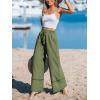 imageCUPSHE Summer Wide Leg Pants for Women Trendy Tie Waist High Waisted Palazzo Straight Pant with PocketsGreen