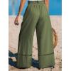 imageCUPSHE Summer Wide Leg Pants for Women Trendy Tie Waist High Waisted Palazzo Straight Pant with PocketsGreen