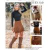 imageCUPSHE Women Fringe Skirts Western Cowgirl Terra Cotta High Waist Mini Skirt Suede Tassel Short Counrty ConcertApricot