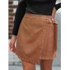imageCUPSHE Women Fringe Skirts Western Cowgirl Terra Cotta High Waist Mini Skirt Suede Tassel Short Counrty ConcertBrown Studded