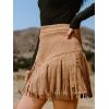 imageCUPSHE Women Fringe Skirts Western Cowgirl Terra Cotta High Waist Mini Skirt Suede Tassel Short Counrty ConcertCamel
