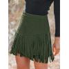 imageCUPSHE Women Fringe Skirts Western Cowgirl Terra Cotta High Waist Mini Skirt Suede Tassel Short Counrty ConcertDeep Olive
