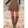 imageCUPSHE Women Fringe Skirts Western Cowgirl Terra Cotta High Waist Mini Skirt Suede Tassel Short Counrty ConcertLight Brown