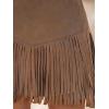 imageCUPSHE Women Fringe Skirts Western Cowgirl Terra Cotta High Waist Mini Skirt Suede Tassel Short Counrty ConcertLight Brown