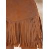 imageCUPSHE Women Fringe Skirts Western Cowgirl Terra Cotta High Waist Mini Skirt Suede Tassel Short Counrty ConcertOrange Brown