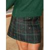 imageCUPSHE Women Mini Plaid Skirts Tweed High Waist Bodycon Pencil Hem Fall Winter Dressy Outfits ShortsGreen