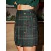 imageCUPSHE Women Mini Plaid Skirts Tweed High Waist Bodycon Pencil Hem Fall Winter Dressy Outfits ShortsGreen