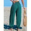 imageCUPSHE Women Pants Smocked Pockets Waist Wide Leg Ruffle Loose Fit Pant Casual Beach Green M