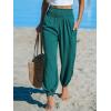 imageCUPSHE Women Pants Smocked Pockets Waist Wide Leg Ruffle Loose Fit Pant Casual Beach Green M