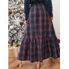 imageCUPSHE Women Skirts Plaid Ruffled Maxi Skirt Holiday HighRise Waist Long SkirtBlue