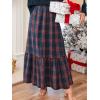 imageCUPSHE Women Skirts Plaid Ruffled Maxi Skirt Holiday HighRise Waist Long SkirtBlue