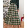 imageCUPSHE Women Skirts Plaid Ruffled Maxi Skirt Holiday HighRise Waist Long SkirtGreen