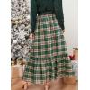 imageCUPSHE Women Skirts Plaid Ruffled Maxi Skirt Holiday HighRise Waist Long SkirtGreen