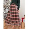 imageCUPSHE Women Skirts Plaid Ruffled Maxi Skirt Holiday HighRise Waist Long SkirtPink