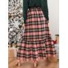 imageCUPSHE Women Skirts Plaid Ruffled Maxi Skirt Holiday HighRise Waist Long SkirtPink