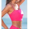 imageCUPSHE Womens Bikini Top Swimsuit Ruching Bandeau Top Spaghetti Adjustable StrapsBright Pink