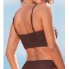 imageCUPSHE Womens Bikini Top Swimsuit Ruching Bandeau Top Spaghetti Adjustable StrapsChocolate Brown