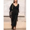 imageCUPSHE Womens Casual Loose Jumpsuits One Piece V Neck Long Lantern Sleeve Wide Leg Pants High Waist Jumpsuit With PocketsBlack